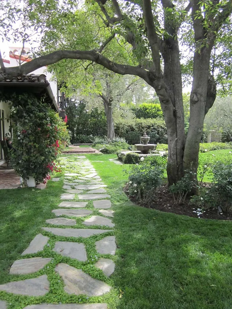 What an easy way to create a path to your front door, even when you have a grassy front lawn! This stone grass path is both beautiful and practical!