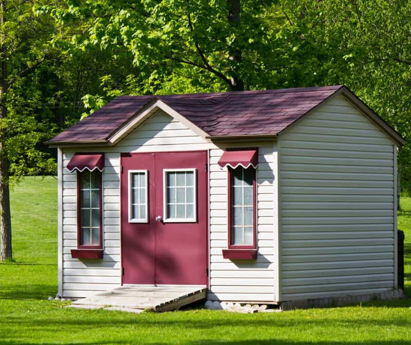 Beautiful storage shed in the backyard