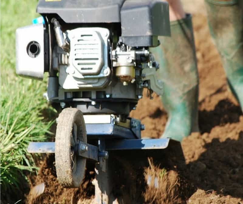 rotovating potato plot in the fall to prepare it for a good potato crop