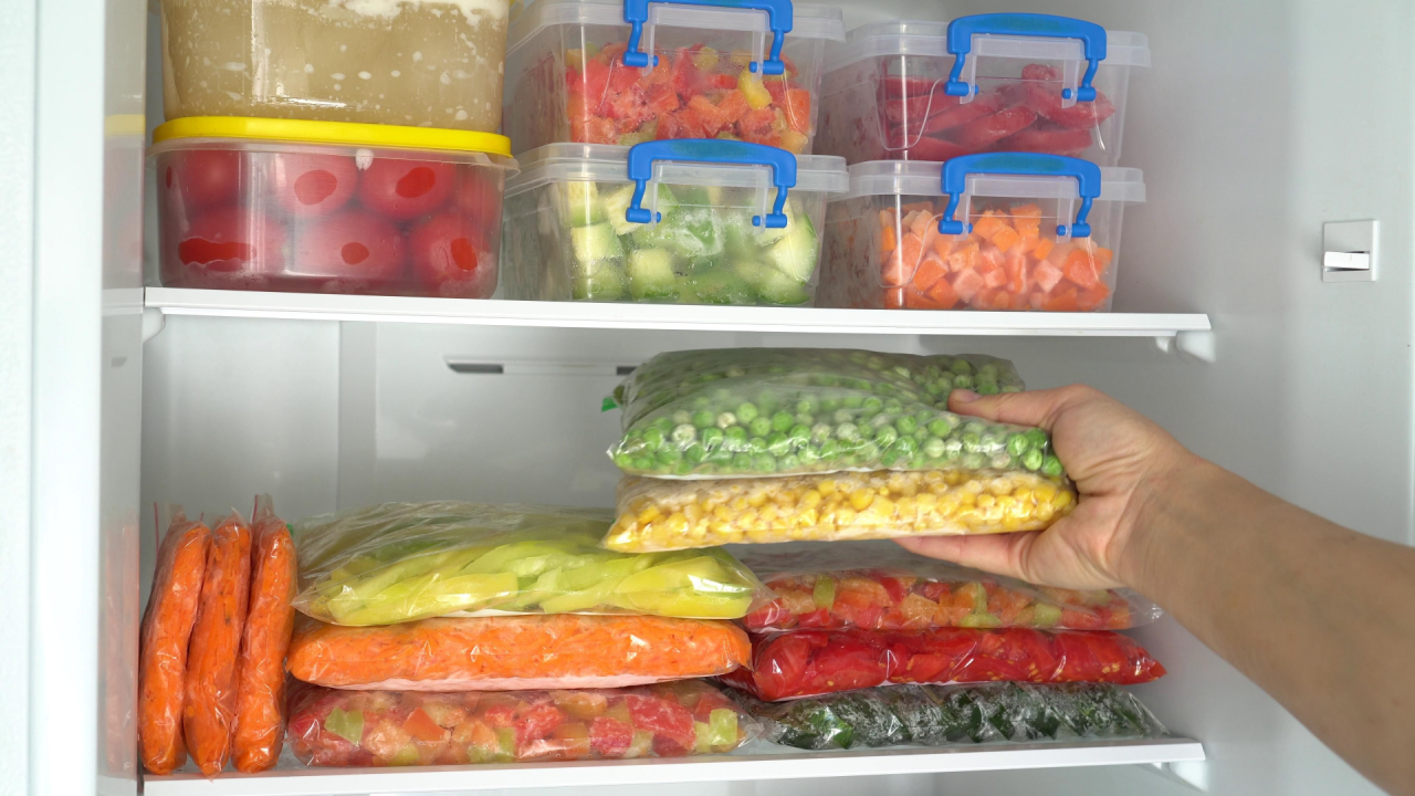 frozen produce in freezer
