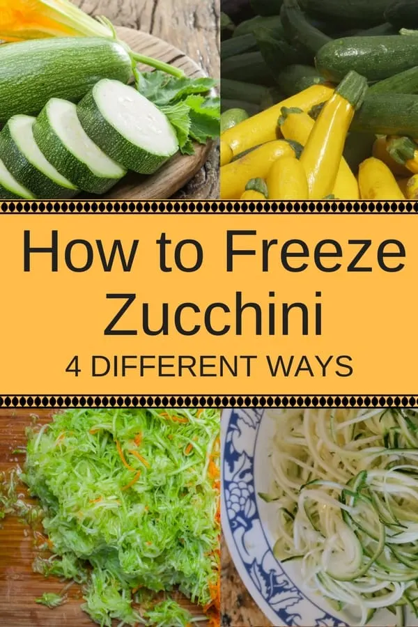 collage of pictures of how to freeze zucchini