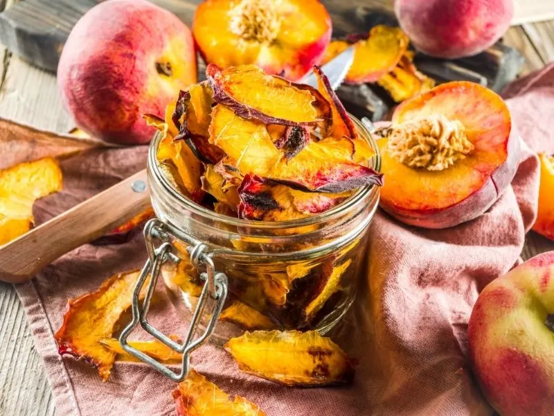 a jar of dried peaches