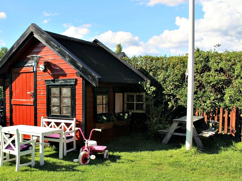 Playhouse made from a storage shed