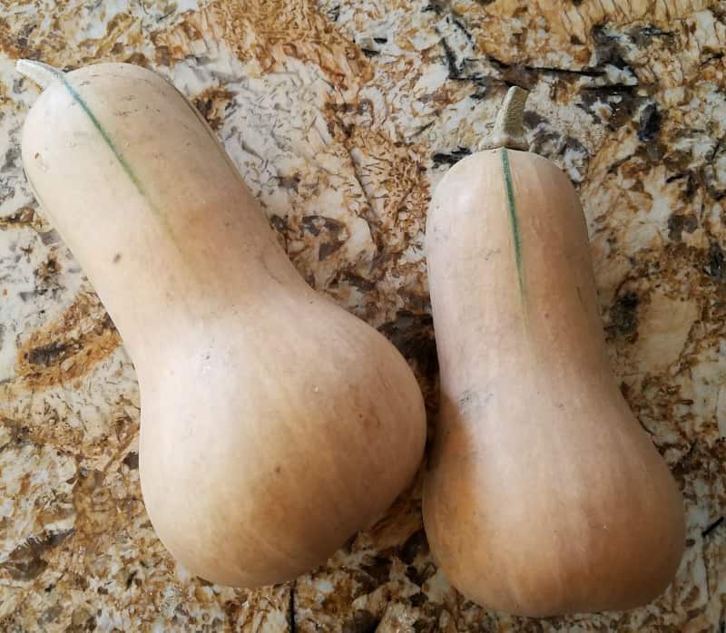 2 medium butternut squash ready for soup