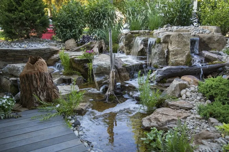 Backyard rock waterfall