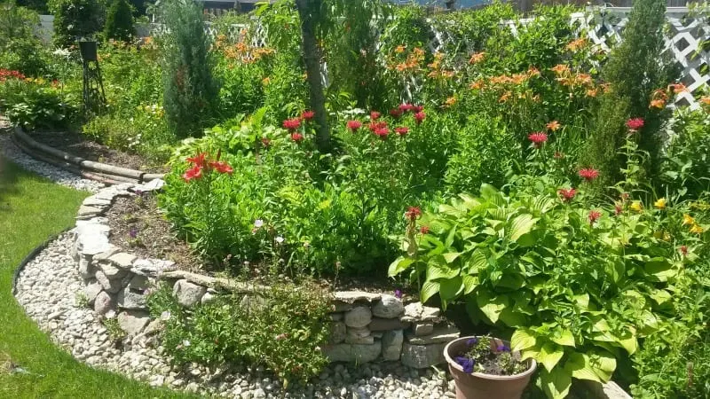 Raised rock flower garden