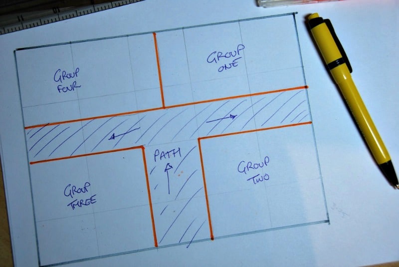 Square garden plan sketch