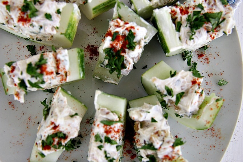 Stuffed cucumber bites