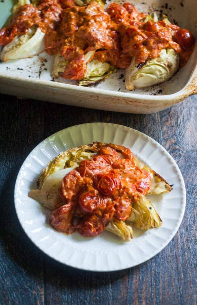 Roasted cabbage with creamy tomato sauce