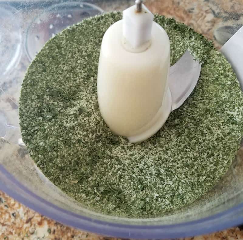 Basil salt ready to put in jars