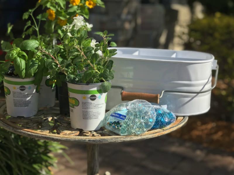 Supplies needed to create the patio herb garden