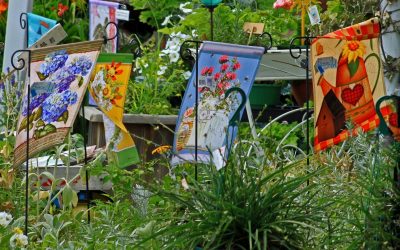 Colorful garden flags