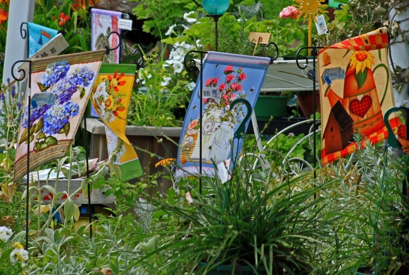 Colorful garden flags