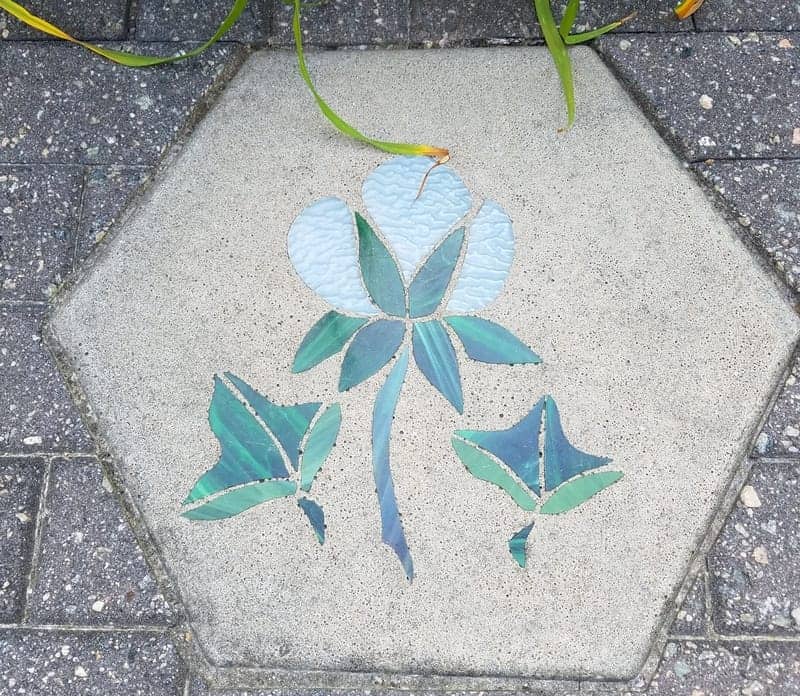 Beautiful white flower stepping stone