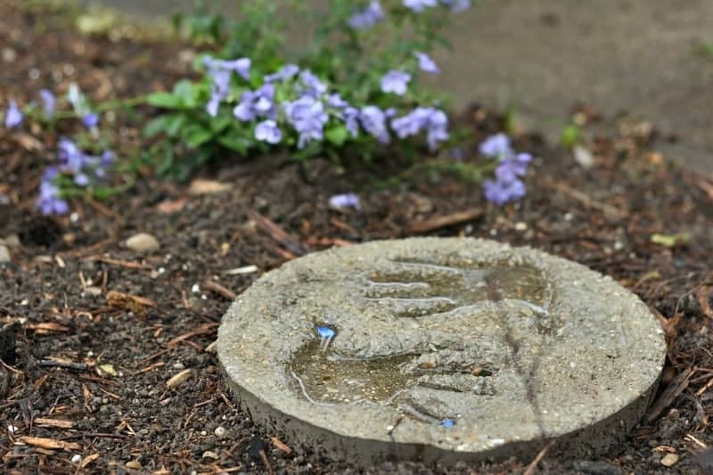 Homemade hand prints garden stepping stone