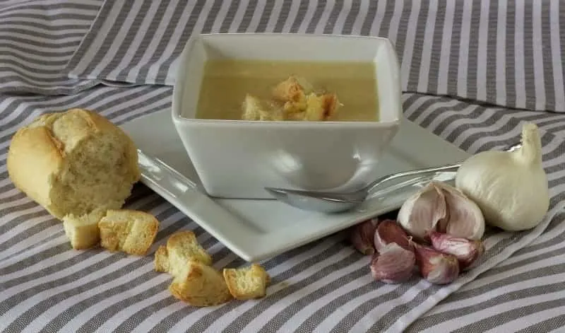 Garlic soup and bread