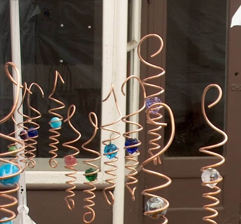 Copper wind spinners with glass beads