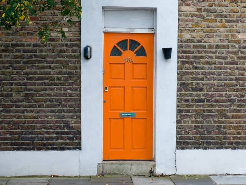 Bright orange front door