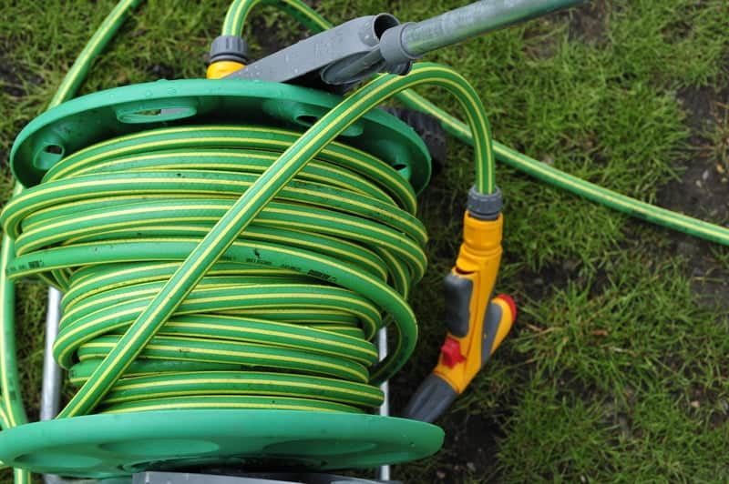 Green garden hose