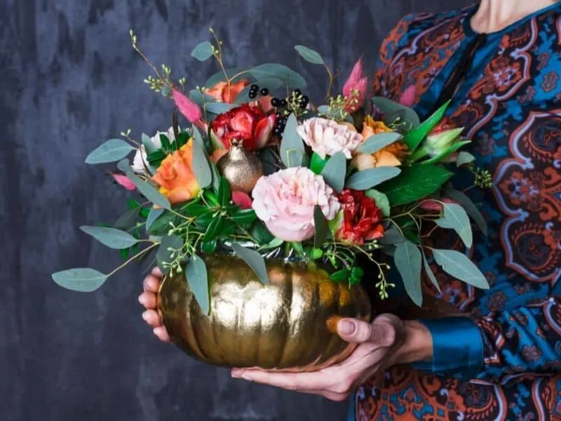 Dipped in gold pumpkin vase