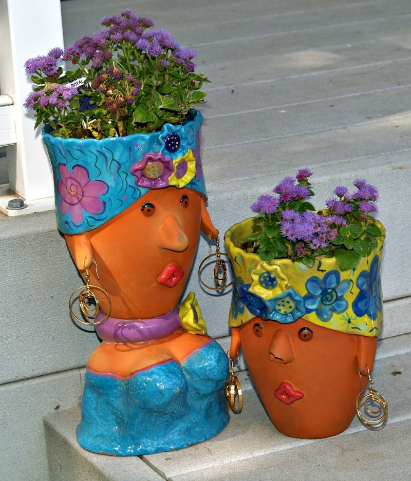 Colorful head planters