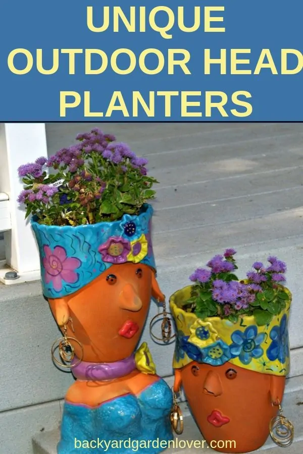 Colorful outdoor head planters