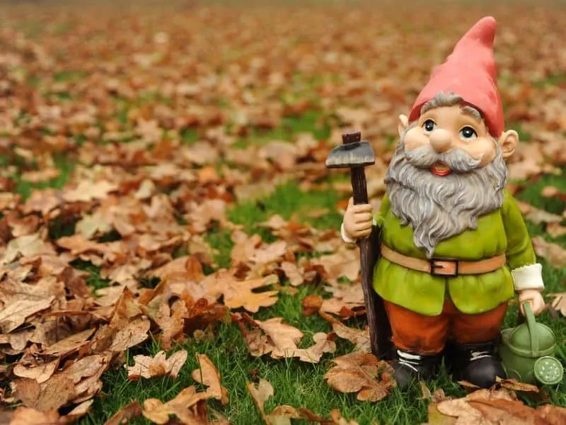 Gnome working in the garden