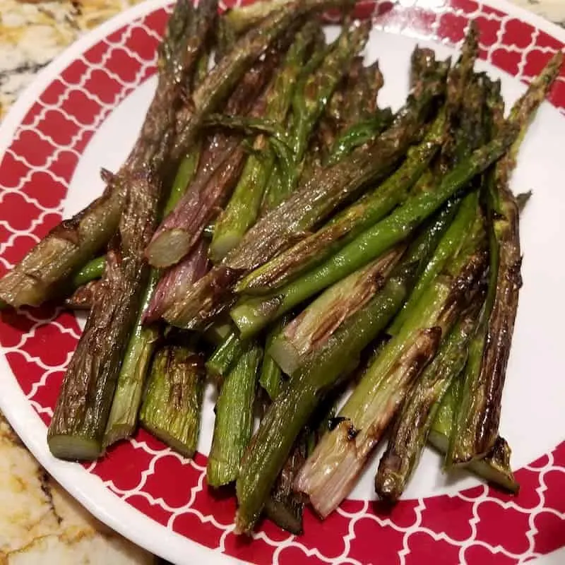 A plate of roasted asparagus
