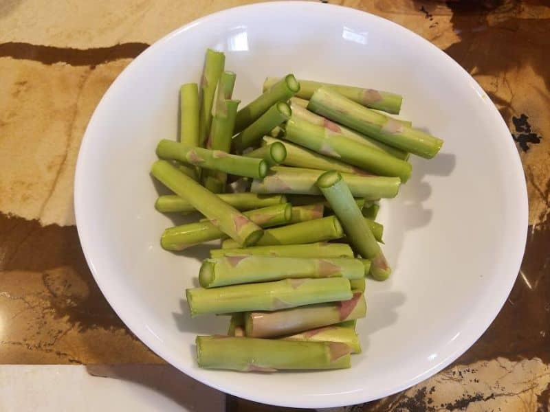 Asparagus stems ready to use in soup