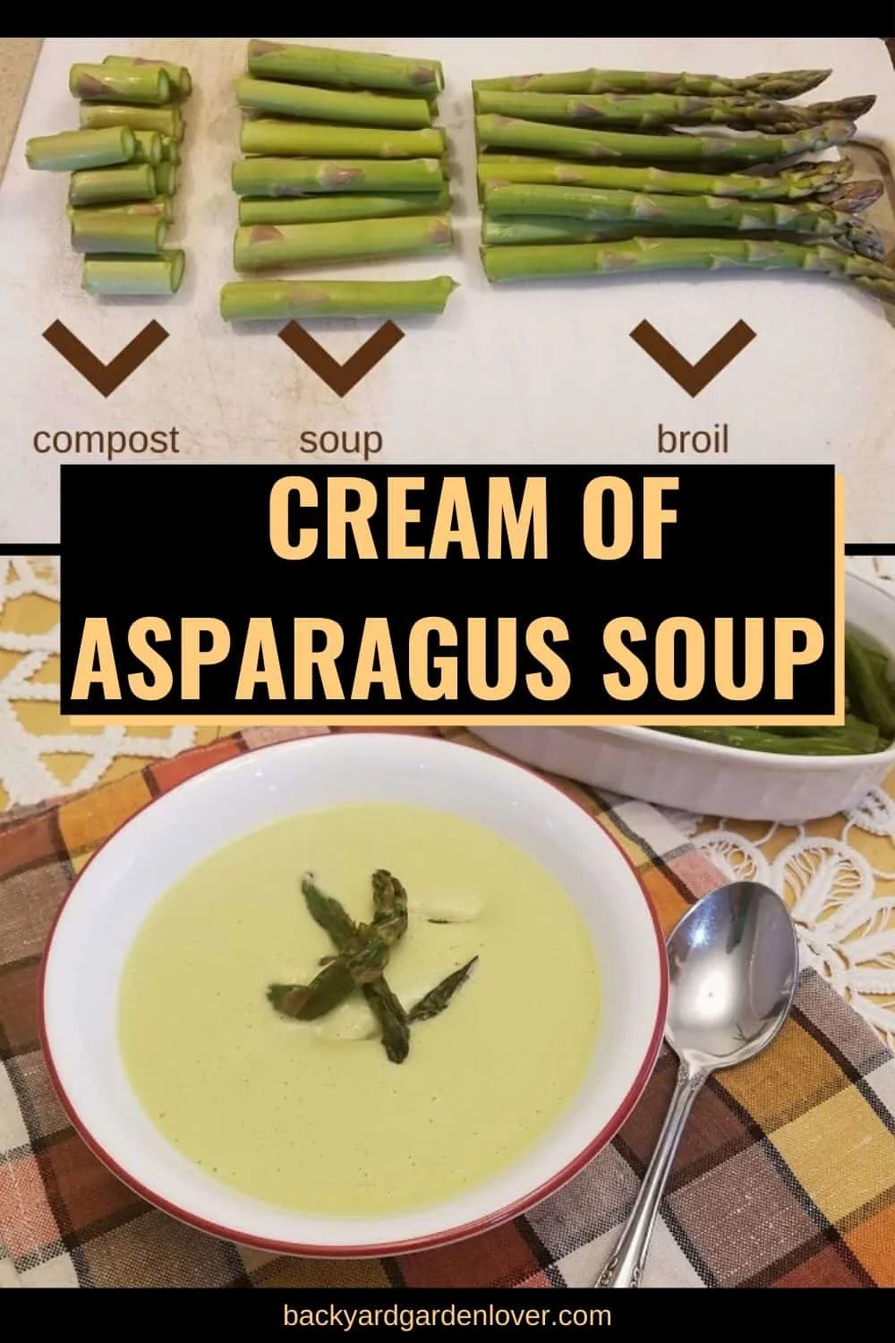 Cream of asparagus soup - Pinterest image