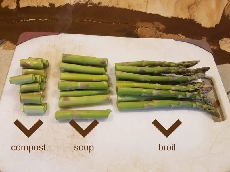 Preparing asparagus for cooking