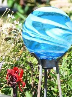 blue swirl glass gazing ball