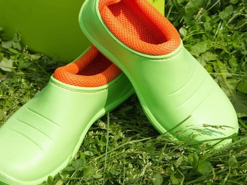 Bright colored gardening shoes