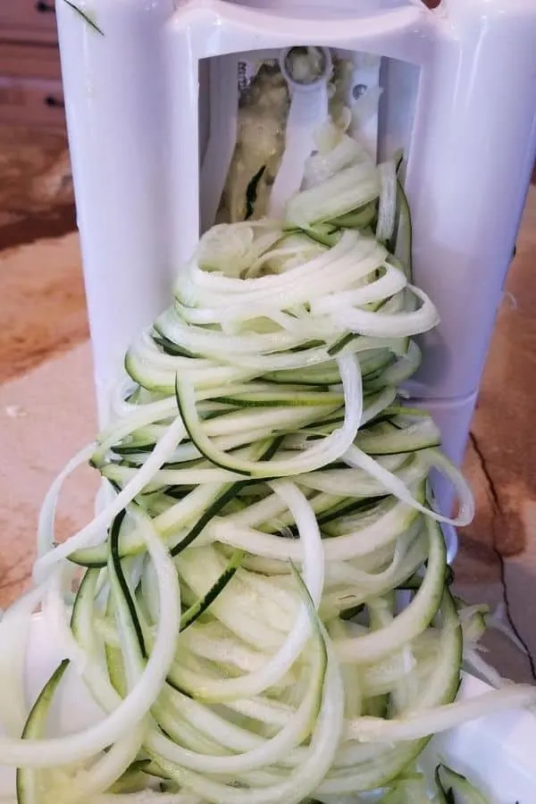 A pile of spiralized zucchini