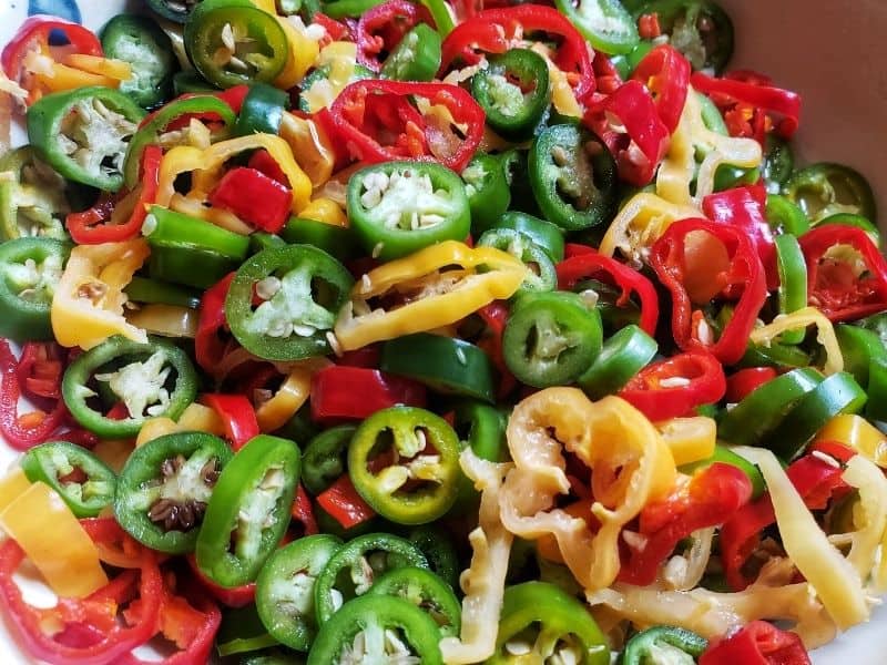 Sliced hot peppers