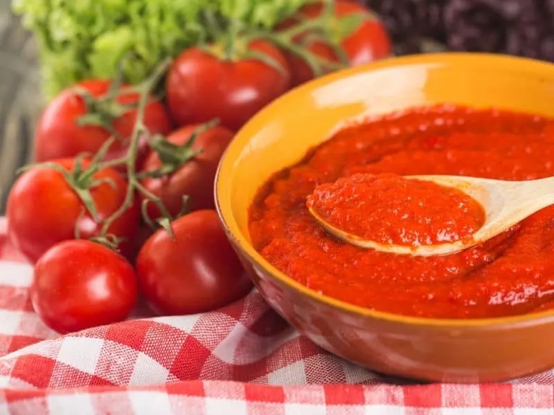 Tomato sauce in a bowl on the table