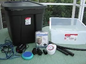 Supplies for building an ebb and flow system