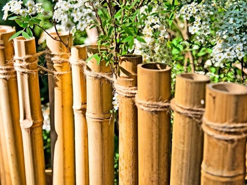 Bamboo edging tied together with jute string