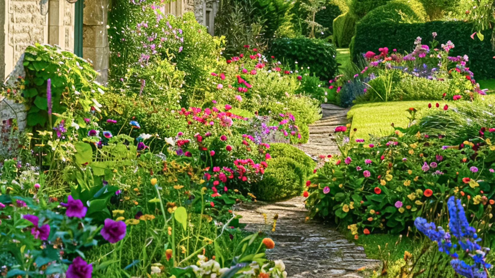 English cottage flower garden.