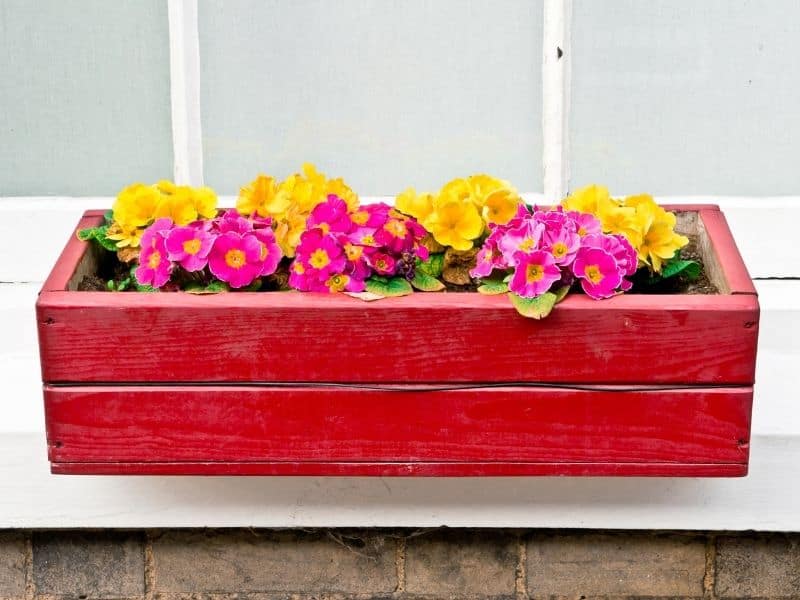 DIY red painted window box