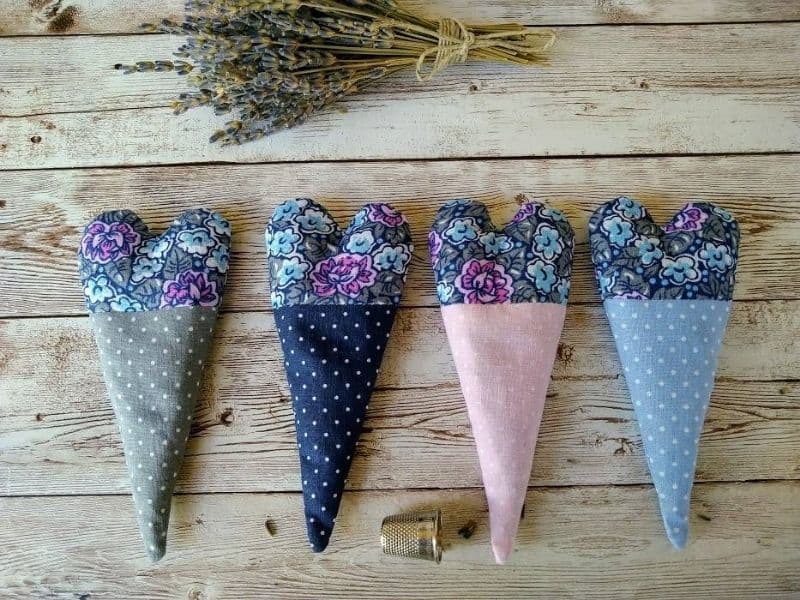 homemade heart shaped lavender sachets