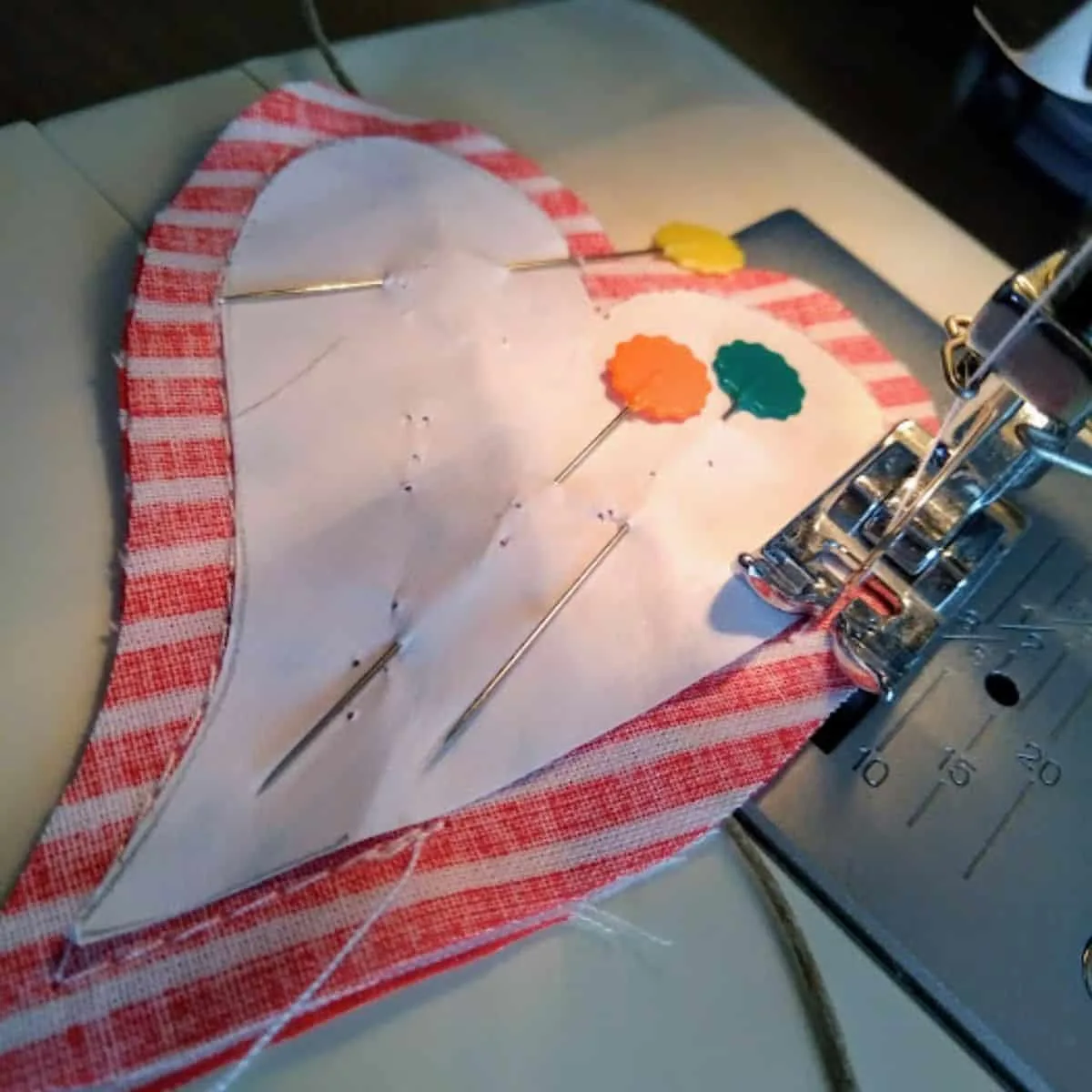 sewing around the heart