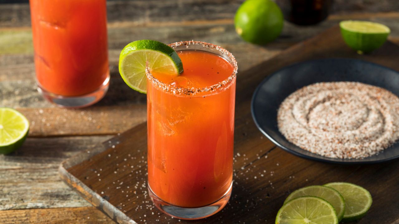 Homemade Michelada with Beer and Tomato Juice Homemade Michelada with Beer and Tomato Juice