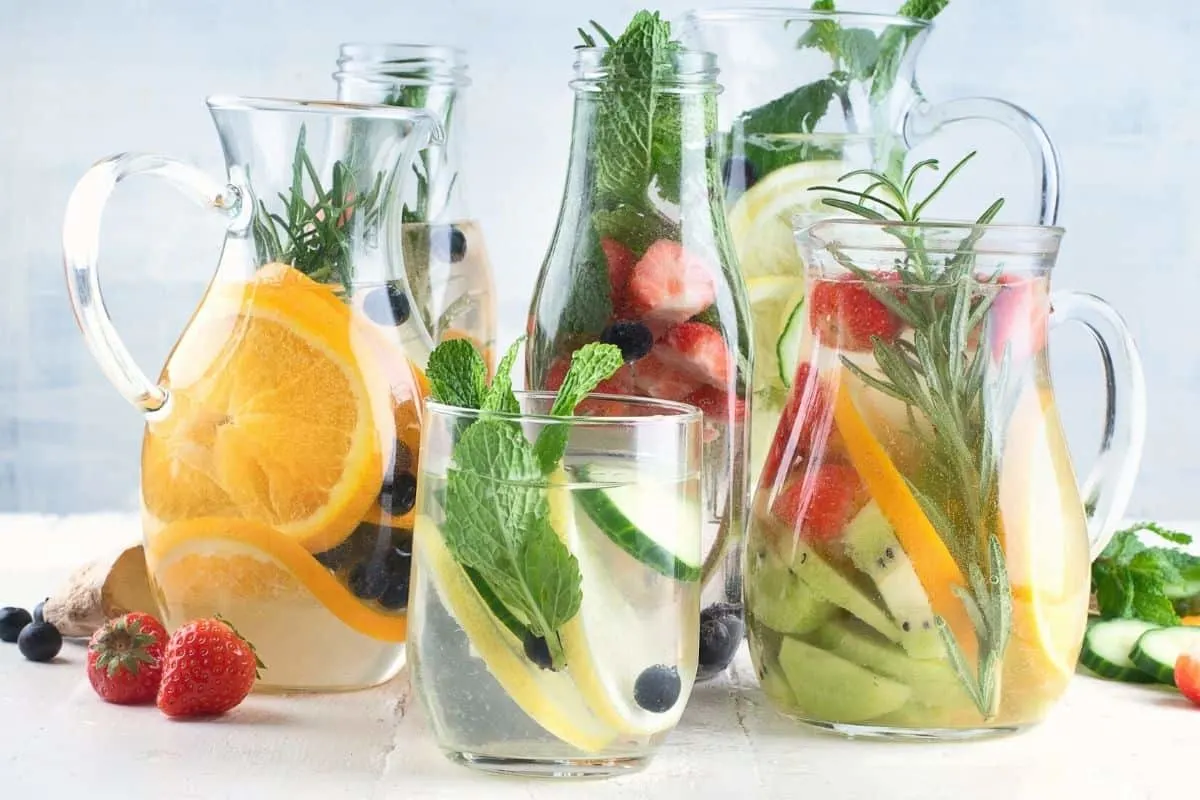 herbs and fruits infused water