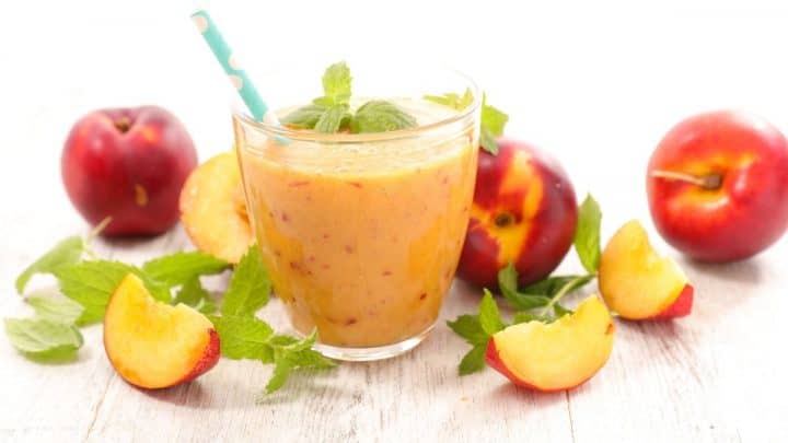 Healthy Peach Smoothie Recipe With Fresh Peaches And Almond Milk