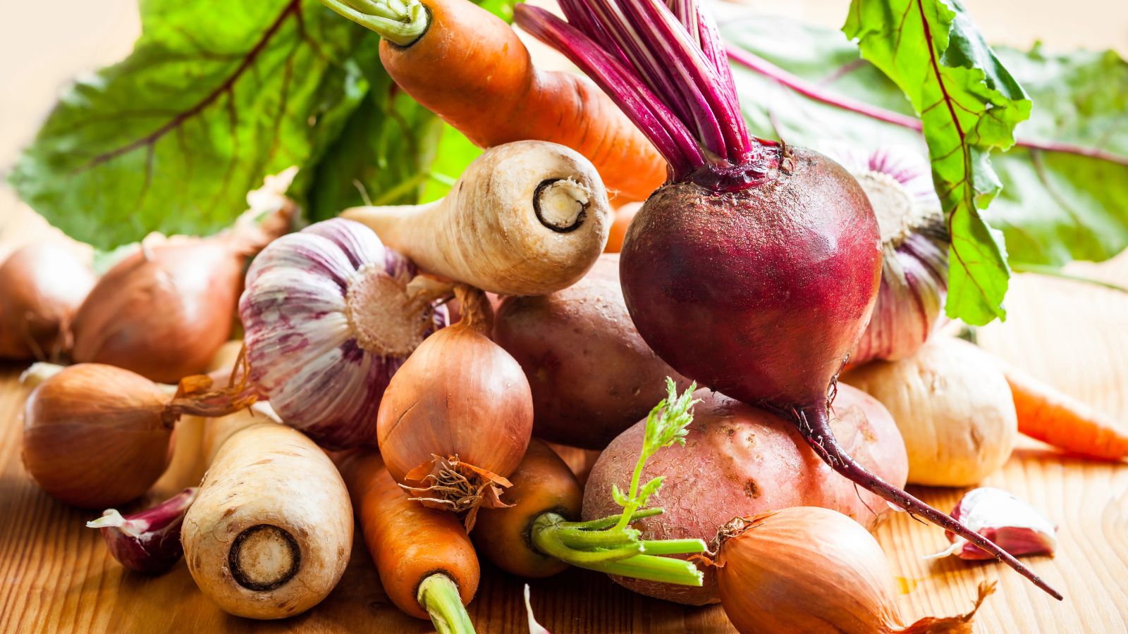 Root vegetables on the table.