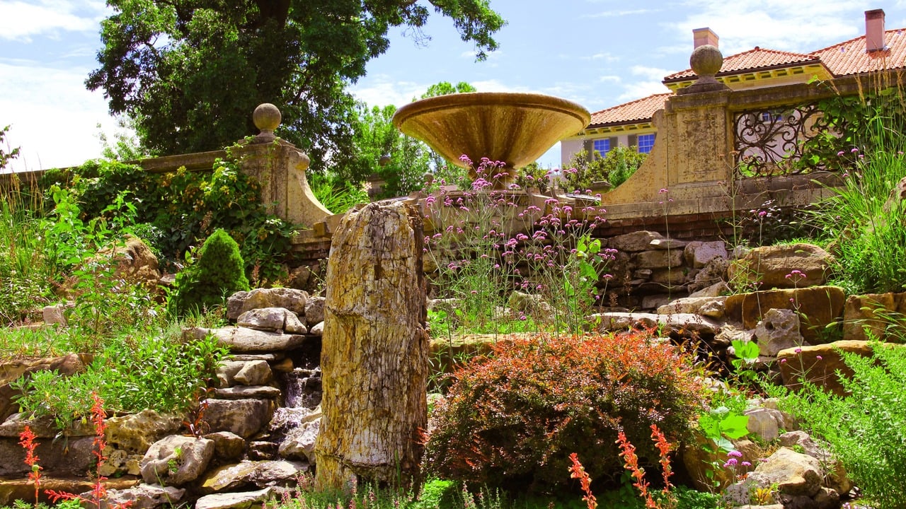 Beautiful garden near a large house