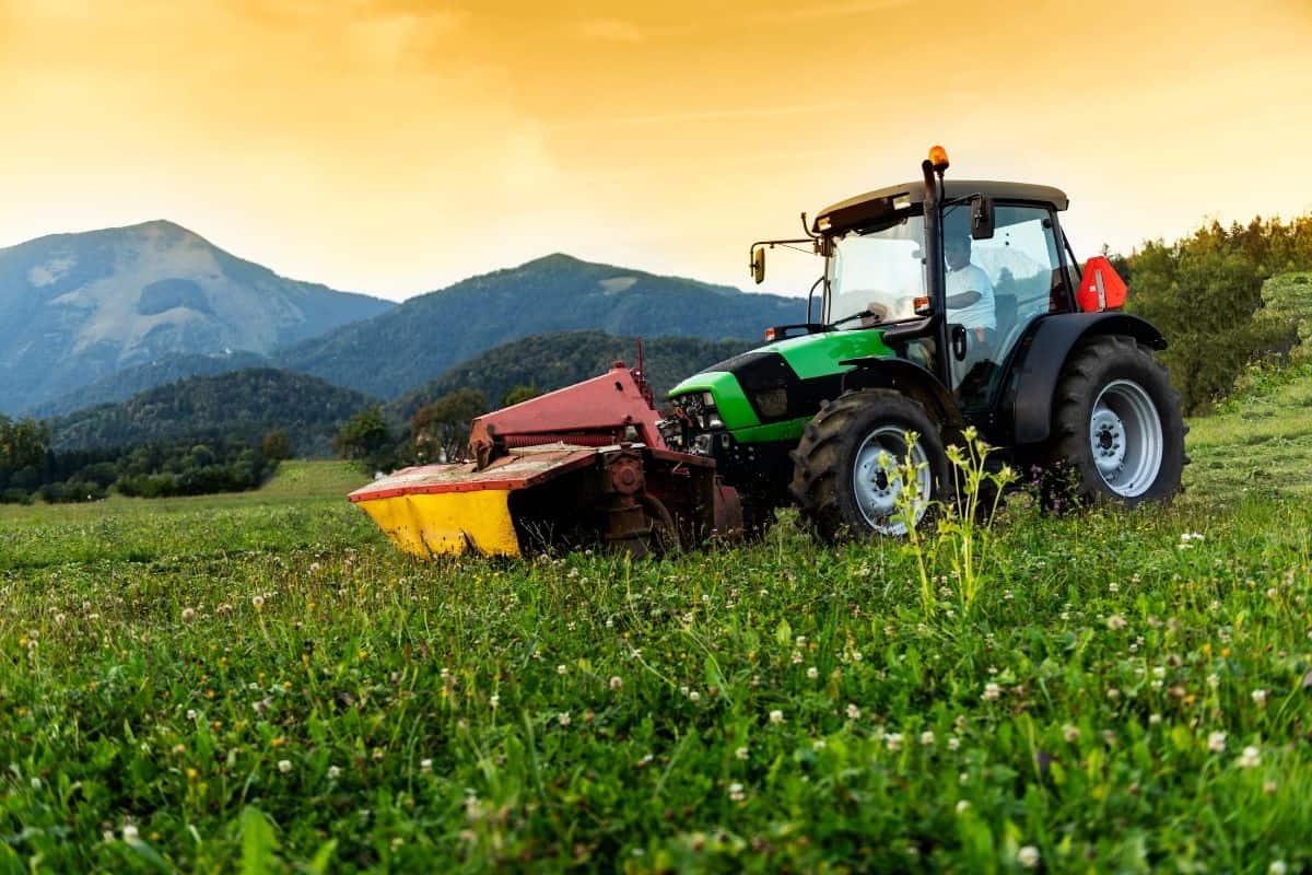 mowing downhill with a tractor