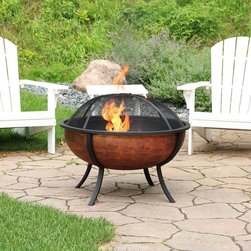 copper finished outdoor fire pit bowl