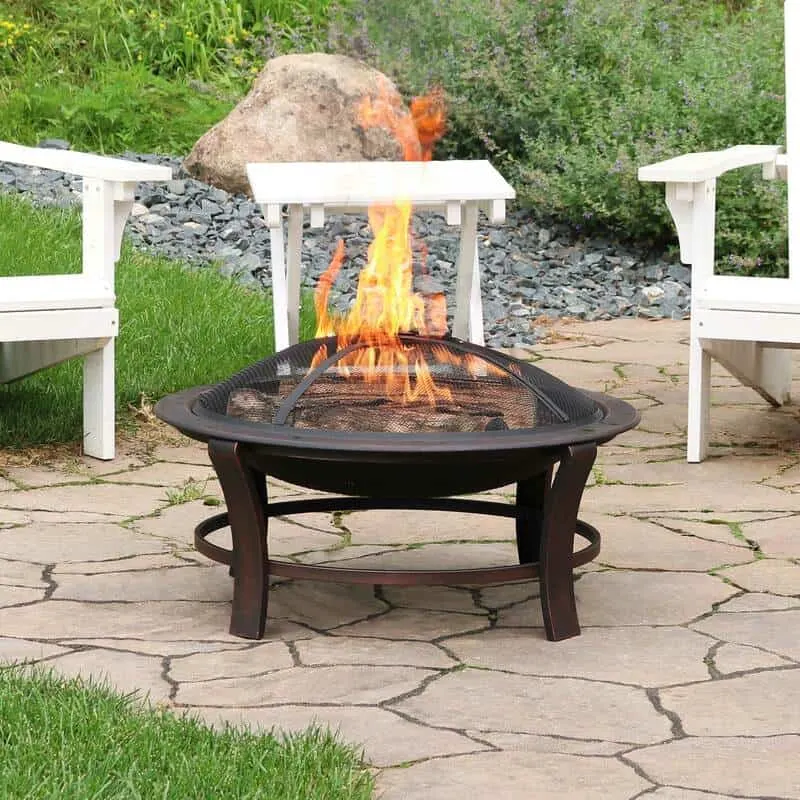 wood burning firebowl with spark screen